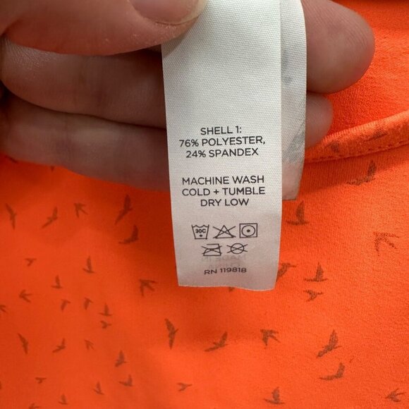 Oiselle Orange Bird All Over Print Sleeveless Tank Crop Top Shirt Womens size 8 - Picture 3 of 5